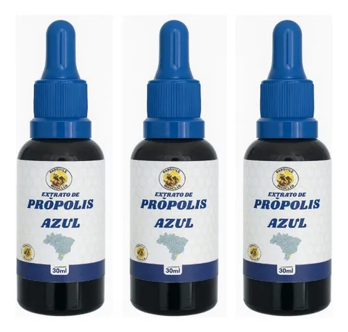 Extrato Própolis Azul Orgânico 3un Abelha Em Abelha 30ml