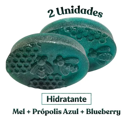 Kit 2 Sabonete Artesanal Mel + Própolis Azul + Blueberry 85g